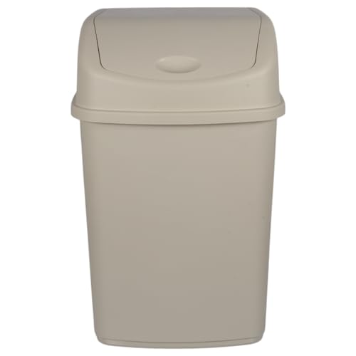 (Set of 2 Double Bin. 55L Extra Large Recycling Bins with Swing Lid – Durable Plastic Dustbin for Waste Management, Home & Office Use – Easy to Clean, 110L Total Capacity (BEIGE)