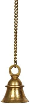 Brass Wall Hanging Bells for Decorative Items Puja Bell Size 3 x 4 Inch Chain Length 20 Inches