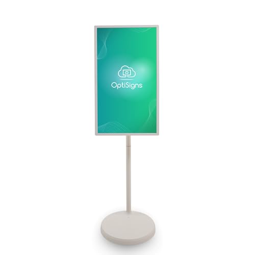 Image of OptiSigns 32 inch Floor Standing Digital Signage Kiosk, Battery Powered Touchscreen Display for Interactive Retail, Events, Full HD with Audio and Wi-Fi, OptiKiosk 32