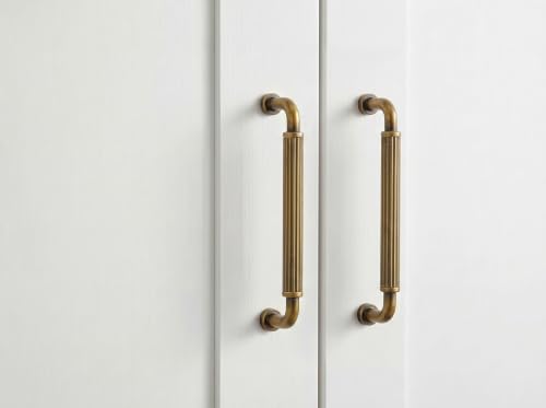 Image of Goo-Ki Antique Brass Cabinet Pulls Fluted 5 in Hole Centers, 6 Pack
