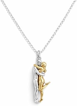 Çelik Sarılan Çift Kolyesi – Paslanmaz Çelik, İki Renkli (Gümüş & Altın), Sevgili ve Çiftlere Özel Kolye - Görsel 1