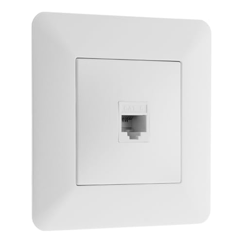 Zenitech - Toma de Red RJ45 CAT6 Blanca Artezo - Instalación Empotrada - Compatible con Caja de Empotrar - Frontal Ajustable para Superficie Irregular - Soporte Clipable - Placa 86 x 86 mm