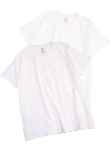 Hanes ヘインズ 2枚セット 抗菌防臭 タグレス 綿 コットン 100% クルーネック 半袖 アンダーTシャツ（ホワイト/3L）（Amazon）