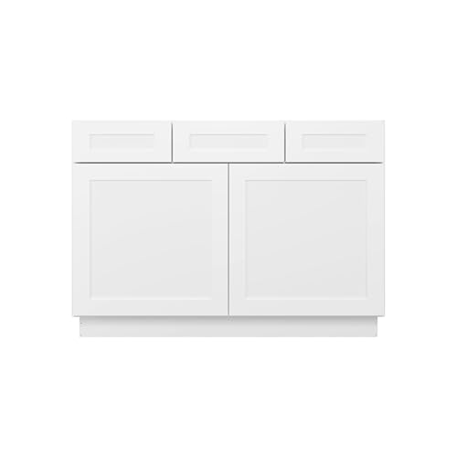 Image of Furinno Shaker 2-Drawer Bath Vanity Cabinet Without Top, Ready to Assemble, 21 D x 48 W x 34.5 H, White