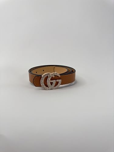 Girl's Stylish PU Leather Belt with Crystal-Studded Buckle2