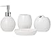 Comfify Set di Accessori per Il Bagno - 4 forni Set da Bagno in Ceramica con Dispenser per Sapone Liquido o lozione, portaspazzolino, Bicchiere e portasapone - Set Decorativo con Dettagli in Rilievo