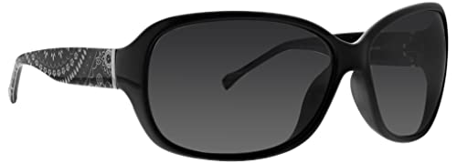 Vera Bradley Gafas de sol rectangulares polarizadas Ginnie para mujer, medallón bandana negro, 64, Medallón Bandana Negra Cover