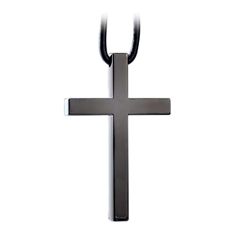 Fsforcar Cross Hanging Ornaments for Car Rear View Mirror, Cross Metal Car Charm, Pendant Decoration for Car, Truck, Home Decor (Black) Cover