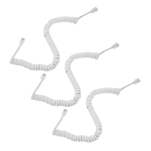 DOITOOL 3pcs Coiled Phone Cord for Landline Durable Stretchable Spring Design Tangle Receiver Coil Wire Flexible Installation for Office and Home Use