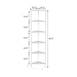 TUTOTAK 6-Tier Corner Bookshelf with LED Light,Corner Shelf for Small Space, Narrow Display Corner Shelf Stand with Storage Rack, for Living Room, Bedroom, Pure White V1BS05BW006L - Image 2