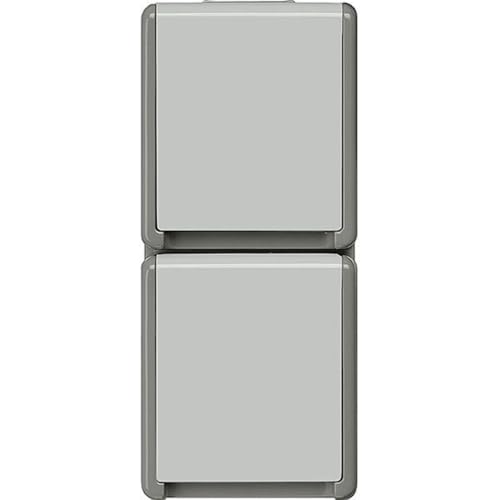 Image of Siemens 5UB4723 Delta Surface IP44 AP Schuko Socket 2-Way Vertical with Hinged Lid for Wet Rooms, Outdoors or Cellar