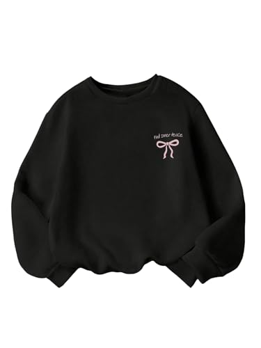 Girl's Bow Sweatshirt Graphic Cute Shirt Long Sleeve Crew Neck Pullover Tops