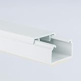 2.44M (8.01ft) White Electrical Cable Hider Trunking Self Adhesive PVC Wire Conduit Plastic Cover - Mini Trunk Cable Management to Hide Single Cables TMW Profiles (25 mm x 14 mm)