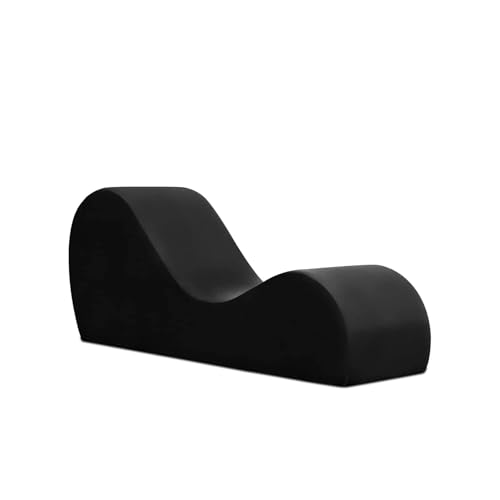 Image of Leatherate Tantric Chaise Loung Chair, Yoga Chaise Lounge,Chaise Sofa Modern Lounge,Relaxing Chaise Lounge Chair, loveseats and chaises with Cushion (Black)