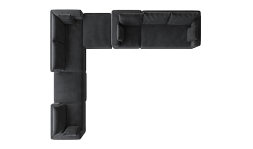 Image of 108 inch Cloud Couch Modular Sectional Sofa for Living Room,Plush Corduroy Fabric, Dark Grey