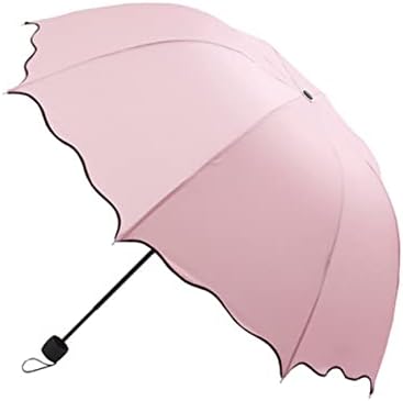 ACEFAST INC Dome Parasol Sun-rain Umbrella,Triple Folding Ruffled Anti-uv Parasol (Pink)