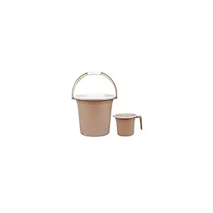 Dhwani Enterprise Round Double Moulded Unbrakable Bucket.(Cream) (5L Bucket with 1L Mug)
