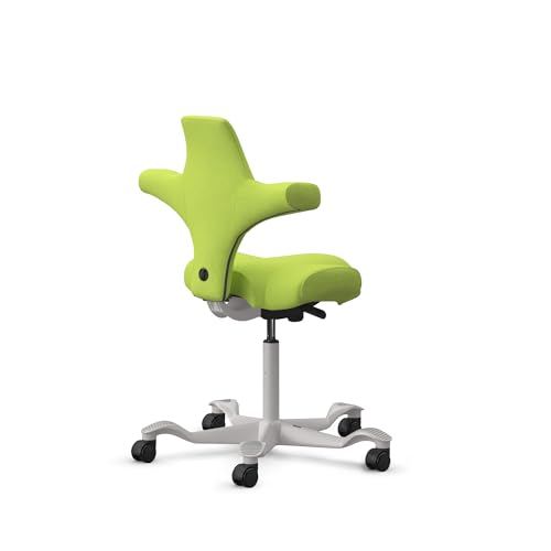 Image of HAG Capisco Sit to Stand Chair-Silver Frame-Upholstered Bright Green