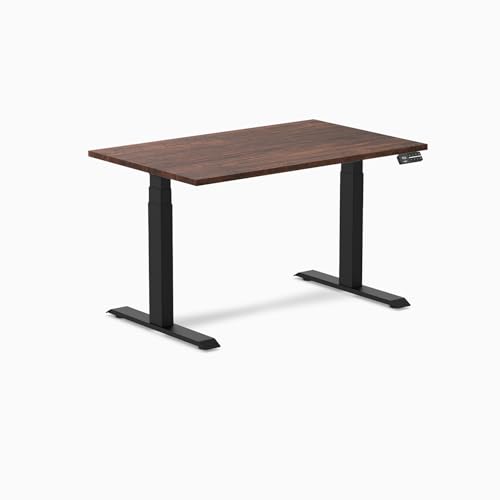 Image of Desky Electric Standing Desk, 48 x 30 inch Softwood Height Adjustable Sit Stand Desk, Dual Motor, Memory Presets, Ergonomic Workstation for Home Office - American Rustic Pine Wood Top