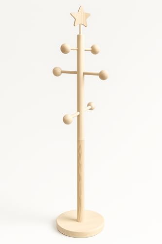 GRECA Perchero infantil. Percha árbol. En madera en crudo, para pintar. Decoración y manualidades. Medidas: 30 * 30 * 120 cms.