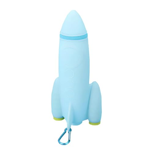 Estojo Foguete 2 em 1 com Apontador de Lápis Infantil Porta Material Escolar Azul