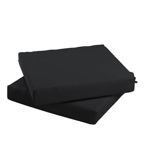 California Umbrella Outdoor Replacement Patio Chair Pad Set of 2, 18 x 18 Inch, Premium Outdoor Memory Foam, Fade Resistant, Sunbrella Fabric, Fabric Ties, Black