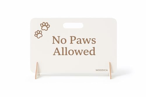 White No Paws Wooden Stopper Barrier – Freestanding Dog Stopper for Stairs | Dog Barrier Gate | Portable Wooden Pet Stopper | Puppy Gate for Stairs Indoor | No Drilling Required (30cm (H) x 60cm (W))