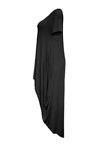 Remelon Women Harem T Shirt Dress Short Sleeve Oversized Dresses High Low Long Maxi Dress Black Xxl #TOP3