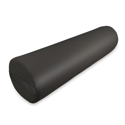 Zen – Cojin rulo para camillas de Masaje y Fisioterapia 60x15x15 cm - Cojin cilindrico para Rodillas, Tobillos y Cuello - Cojines cilindricos con Funda de imitación de Cuero PU Negro