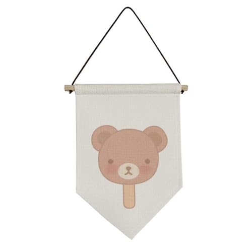 Drapeau en toile ours dessin animé suspension murale textile chambre bébé