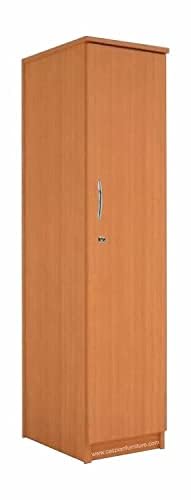 Image of CASPIAN Engineered Wood 1 Door Wardrobe (Light Brown) | Pre-Assembled Furniture | Almirah /Cupboard for Bedroom Clothes Storage Organizer with 6 Compartments