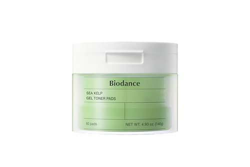 Biodance Sea Kelp Gel Toner Pads, Calming & Balancing Toner Pads for Sensitive Skin, Oil & Sebum Control, Refreshing Blemish Care, Korean Skincare, Stocking Stuffersㅣ4.93 fl.oz.(140g)*60Pads
