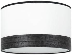 VoltShine Lampenschirm für Wohnzimmer, Design in Weiß und Holz, Schwarz, Maße: 40 x 40 x 20 cm