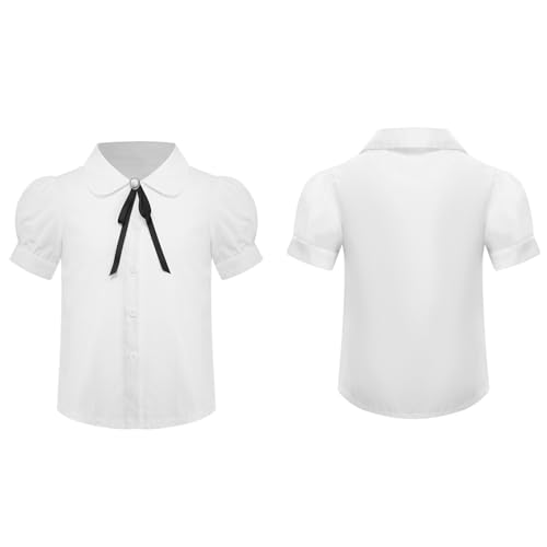 YiZYiF Girls Button Down Short Sleeve Cotton Oxford Blouse School Uniform Shirt Loose Casual Tunic Tops