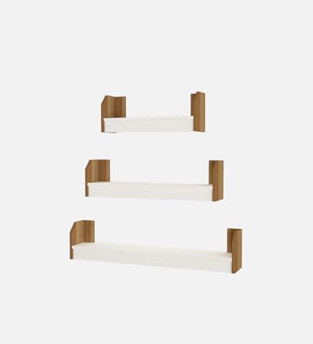 Image of REMI Multipurpose Modular Wall Racks /Shelves /Organiser /Decor Particle Board Wall Shelf (Number of Shelves - 3, Beige, White)