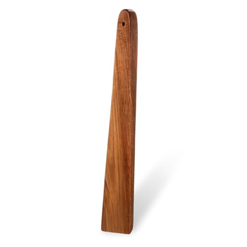 Espátula de madera, utensilios de cocina de madera de teca, espátula de madera para cocinar, espátula de madera hecha a mano con mango largo, espátula para cocina o restaurante, 30,5 x 5 cm
