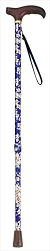 島製作所 花柄伸縮ステッキ 花柄 青