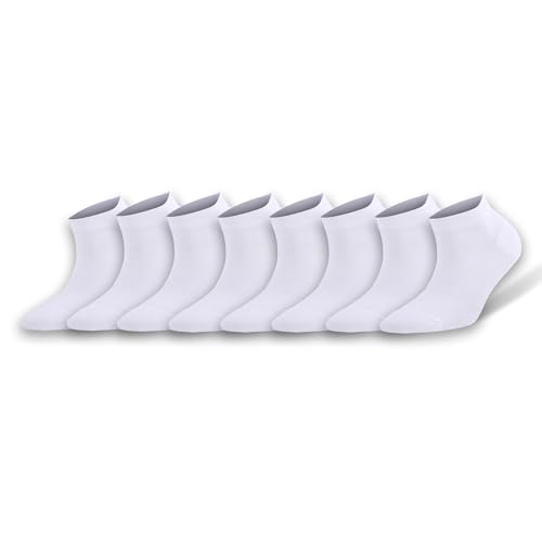 AWS/American Made 8 Pairs White Bamboo Low Cut Ankle Socks for Women Shoe Size 6 to 9 with Gift Box