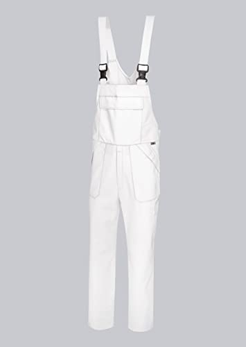 BP 1681-558-21-4XLn Unisex Arbeits-Latzhose, mit elastischer, verstellbarer Taille, 245,00 g/m² Stoffmischung, weiß, 4XLn
