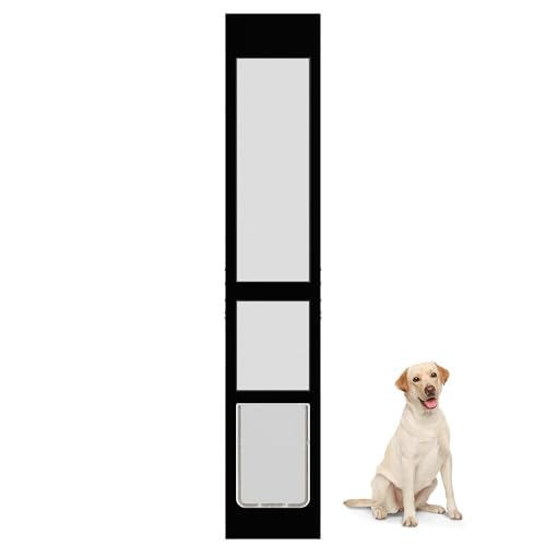 Elevon Dog Door for Sliding Glass Door Doggie Door Insert with Magnetic Closing Latch Plate Fits Sliding Doors: 83-91 Patio Pets Door for Dogs No-Cut Install Black