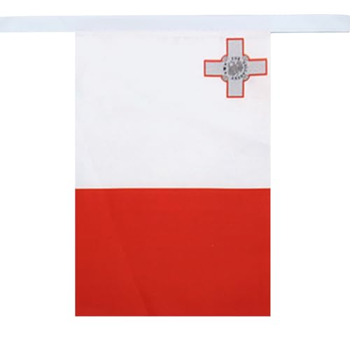 Image of AZ FLAG Malta 6 meters BUNTING Flag 20 flags 9'' x 6'' - Maltese STRING flags 15 x 21 cm
