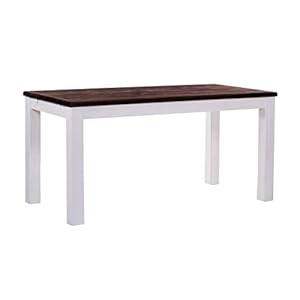 B.R.A.S.I.L.-Möbel TableChamp Dining Table Rio 55.1 x 31.5 Oak Antique White Solid Wood Pine Oiled Farmhouse Extension Extendable Optional