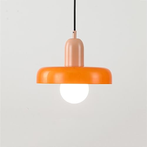 Cuisine île suspension verre vert orange luminaire rétro industriel chambre salle à manger table