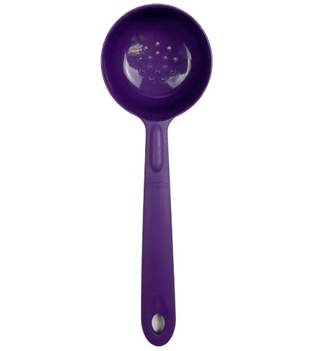 Rite-Size 12 oz. Perforated Round Circle Server Portion Utensil, Copolymer Plastic Heat Resistant Professional Cooking Tool, Purple