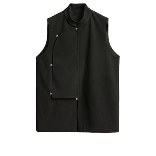 Gilet décontracté pour homme style chinois à col montant tricoté et boutons stylisés