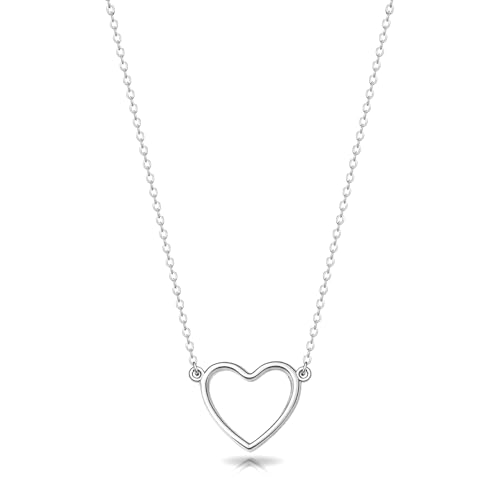Zeffy Heart Necklace for Women Silver Plated Cute Necklaces Trendy Open Heart Choker Necklaces Dainty Simple Silver Jewelry for Women Gifts