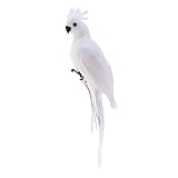 EBTOYS Artificial Birds Lifelike Feathered Birds Christmas Model Artificial Birds Lifelike Feathered Tree Craft - Parrot (White)