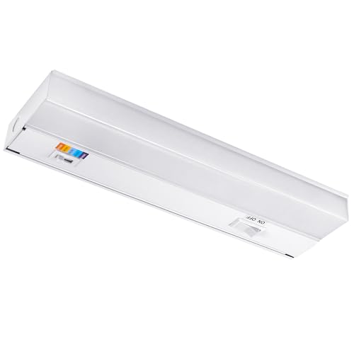 Image of Maxxima 12 in. Hardwired LED Under Cabinet Light - 300 Lumens, 5 CCT, Color Temperature Slide Control, 2700K /3000K /3500K /4000K /5000K, Kitchen and Indoor Lighting Fixture, White, On /Off Switch