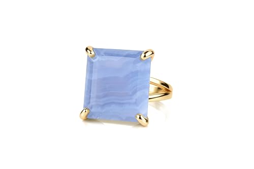 Bague en agate bleue dentelle et or 14 carats pour sublimer vos tenues d'été