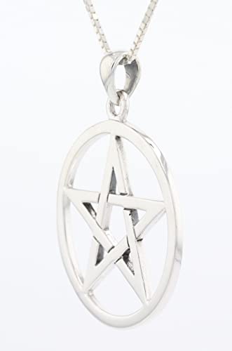 Sterling Silver Pentacle Pentagram Star Pendant Necklace 18"3